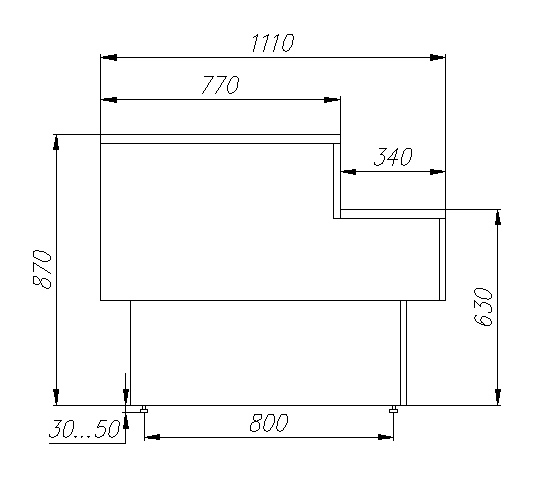 Неохлаждаемый прилавок CARBOMA BAVARIA 2 GC110 N 1,25‑7 (П‑1,25) 