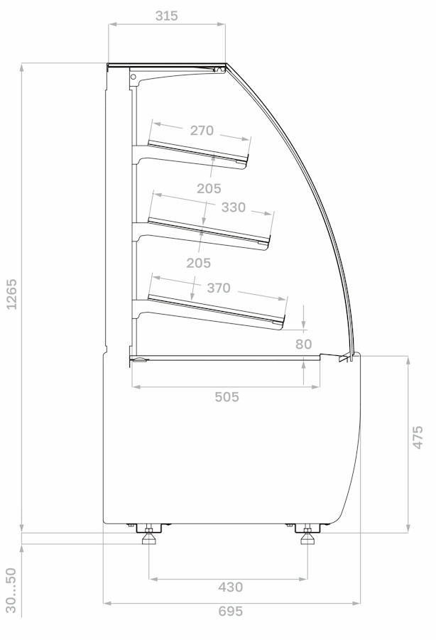 Хлебная витрина CARBOMA FLANDRIA 2 LIGHT K70 N 1,3‑1 2.0 
